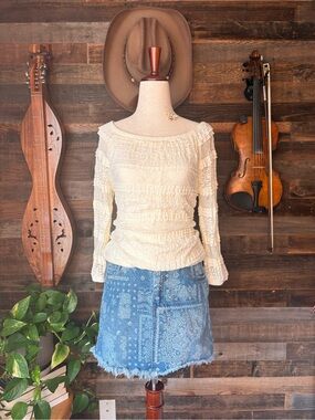 Smocked Long-Sleeve Peasant Top